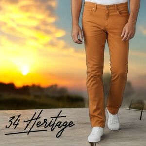 34 Heritage Confidence Mid-Rise Relaxed Straight Jeans Size 36x34 Caramel Brown